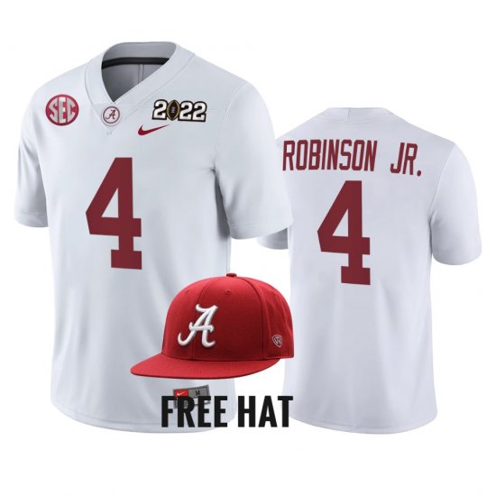 #4 Brian Robinson Jr. College Football Alabama Crimson Tide 2021 Cotton Bowl Champions CFP Mens White Jersey 421801-981