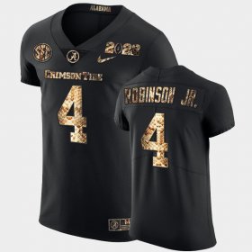 #4 Brian Robinson Jr. College Football Bama 2022 Playoff Python Skin Mens Black Jersey 145030-571