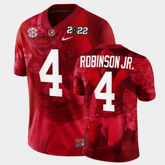 #4 Brian Robinson Jr. College Football Bama 2022 National Championship Decisive Highlights Men Crimson White Jerseys 862794-782