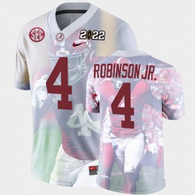 #4 Brian Robinson Jr. College Football Alabama 2022 National Championship Decisive Highlights Mens White Jersey 447430-341