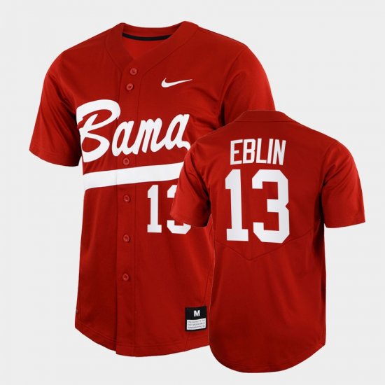 #13 Bryce Eblin College Baseball Alabama Crimson Tide 2022 Full-Button Men\'s Crimson Jerseys 125753-217