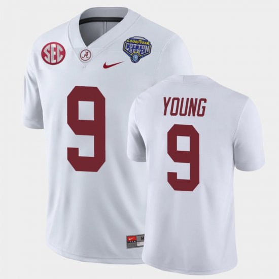 #9 Bryce Young 2021 Cotton Bowl Alabama Crimson Tide Game Men\'s White Jerseys 250810-775