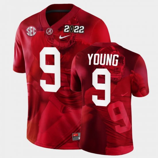 #9 Bryce Young College Football Alabama 2022 National Championship Decisive Highlights Men\'s Crimson White Jerseys 943269-677