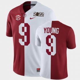 #9 Bryce Young College Football University of Alabama 2022 National Championship Split Edition Men Crimson White Jersey 400733-315