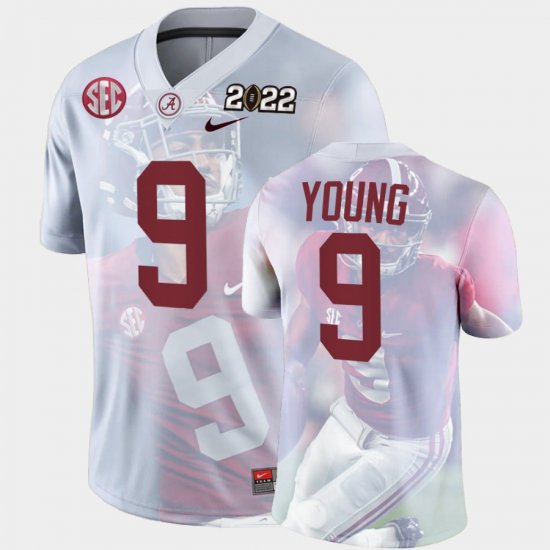 #9 Bryce Young College Football University of Alabama 2022 National Championship Decisive Highlights Mens White Jerseys 640120-934