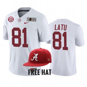 #81 Cameron Latu College Football University of Alabama 2021 Cotton Bowl Champions CFP Men's White Jersey 350890-157