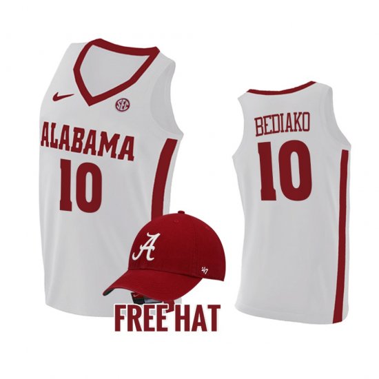 #10 Charles Bediako College Basketball Bama Free Hat Men White Jersey 783837-204