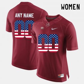 #00 Custom US Flag Fashion Alabama Women Crimson Jersey 252995-440 #00 Custom US Flag Fashion Alabama Women Crimson Jersey 252995-440