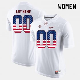 #00 Custom US Flag Fashion Alabama Crimson Tide Women's White Jersey 747854-735 #00 Custom US Flag Fashion Alabama Crimson Tide Women's White Jersey 747854-735