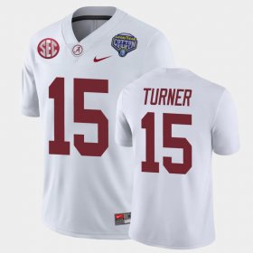 #15 Dallas Turner 2021 Cotton Bowl Alabama Crimson Tide Game Men's White Jersey 926211-798