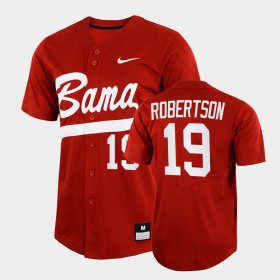 #19 David Robertson College Baseball Alabama Crimson Tide Full-Button Men's Crimson Jerseys 692420-602