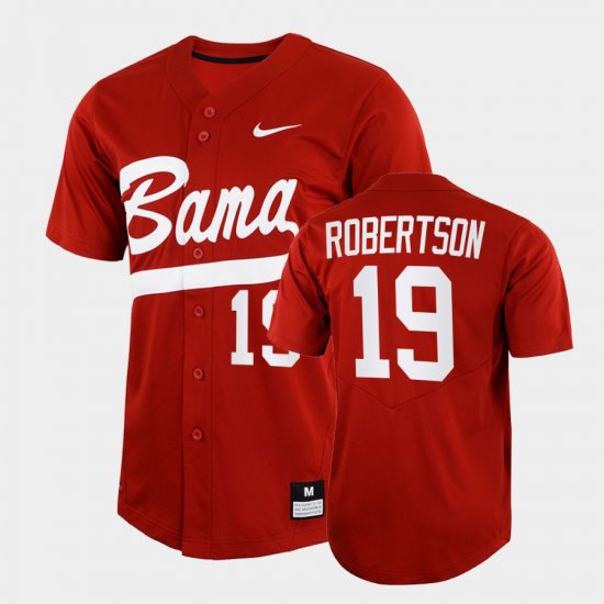 #19 David Robertson College Baseball Alabama Crimson Tide Full-Button Men\'s Crimson Jerseys 692420-602