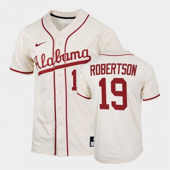 #19 David Robertson College Baseball Alabama Replica Men\'s Natural Jerseys 112993-516