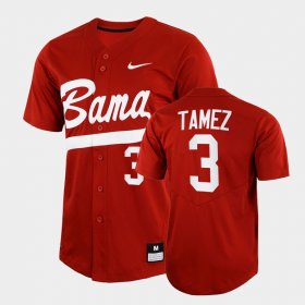 #3 Dominic Tamez College Baseball Alabama 2022 Full-Button Men's Crimson Jersey 538037-517