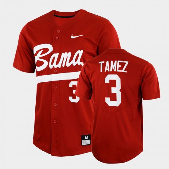 #3 Dominic Tamez College Baseball Alabama 2022 Full-Button Men\'s Crimson Jersey 538037-517