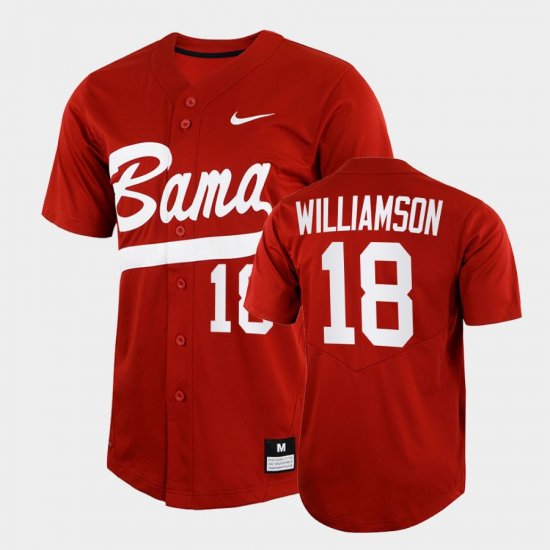 #18 Drew Williamson College Baseball Bama 2022 Full-Button Men Crimson Jerseys 273774-507