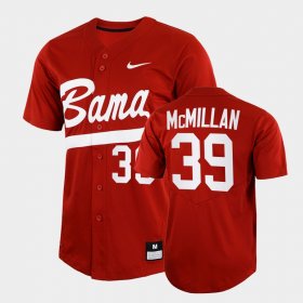 #39 Garrett McMillan College Baseball Alabama Crimson Tide 2022 Full-Button Mens Crimson Jersey 623452-586