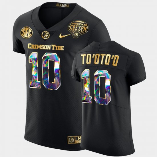 #10 Henry To\'oTo\'o 2021 Cotton Bowl Bama Golden Diamond Edition Mens Black Jersey 554232-806