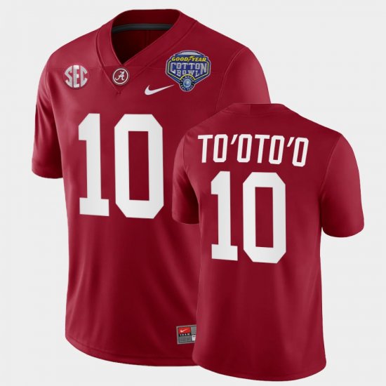 #10 Henry To\'oTo\'o 2021 Cotton Bowl Alabama Crimson Tide College Football Playoff Men Crimson Jerseys 373359-331