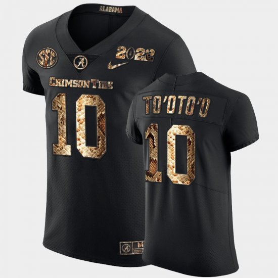 #10 Henry To\'oTo\'o College Football Alabama 2022 Playoff Python Skin Men\'s Black Jersey 292593-896