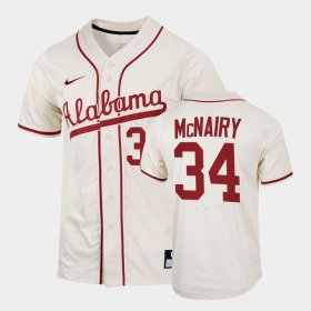 #34 Jacob McNairy College Baseball University of Alabama 2022 Replica Men's Natural Jersey 441616-742