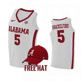 #5 Jaden Shackelford College Basketball Bama Free Hat Men's White Jerseys 504864-265