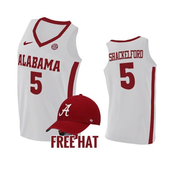 #5 Jaden Shackelford College Basketball Bama Free Hat Men\'s White Jerseys 504864-265