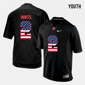 #2 Jalen Hurts US Flag Fashion Alabama Crimson Tide Youth Black Jerseys 894555-570 #2 Jalen Hurts US Flag Fashion Alabama Crimson Tide Youth Black Jerseys 894555-570