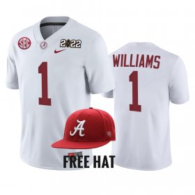 #1 Jameson Williams College Football Alabama Crimson Tide 2021 Cotton Bowl Champions CFP Mens White Jerseys 619989-196