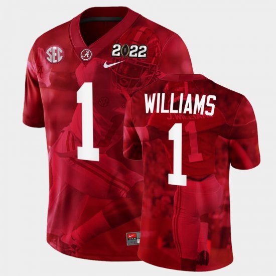 #1 Jameson Williams College Football Bama 2022 National Championship Decisive Highlights Men\'s Crimson White Jerseys 934590-377