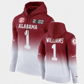 #1 Jameson Williams College Football Alabama 2022 National Championship Men's Crimson White Hoodies 393462-442 #1 Jameson Williams College Football Alabama 2022 National Championship Men's Crimson White Hoodies 393462-442
