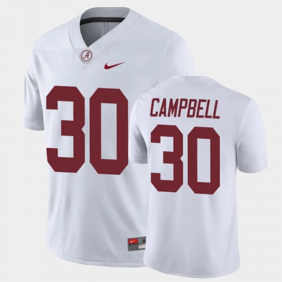 #30 Jihaad Campbell Game Alabama Crimson Tide Men\'s White Jersey 333390-654