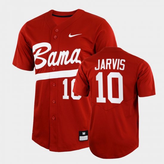 #10 Jim Jarvis College Baseball Alabama Crimson Tide 2022 Full-Button Men\'s Crimson Jerseys 913749-190