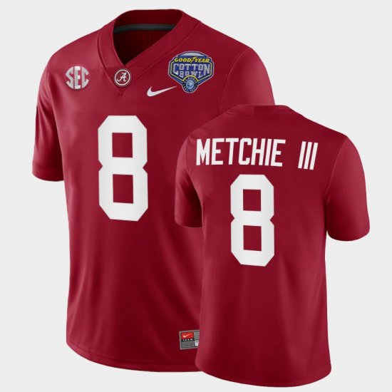 #8 John Metchie III 2021 Cotton Bowl Bama College Football Playoff Mens Crimson Jersey 667393-128