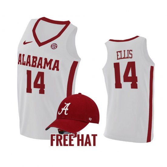 #14 Keon Ellis College Basketball Bama Free Hat Men\'s White Jersey 150090-768