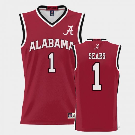 #1 Mark Sears College Basketball Alabama ProSphere Men\'s Crimson Jersey 285106-734