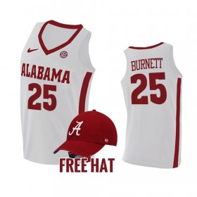 #25 Nimari Burnett College Basketball Alabama Crimson Tide Free Hat Men's White Jersey 985437-268