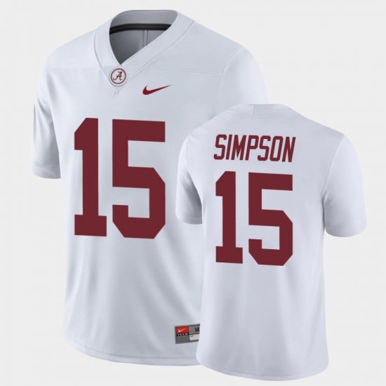 #15 Ty Simpson Game Alabama Crimson Tide Men White Jerseys 820951-875