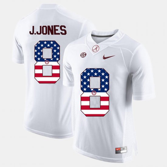 #8 Julio Jones US Flag Fashion Bama Men\'s White Jerseys 803750-724