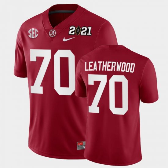 #70 Alex Leatherwood 2021 National Championship Alabama Playoff Game Mens Crimson Jerseys 807902-502