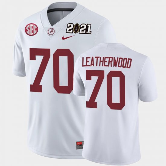 #70 Alex Leatherwood 2021 National Championship Bama Playoff Game Men\'s White Jersey 628796-145