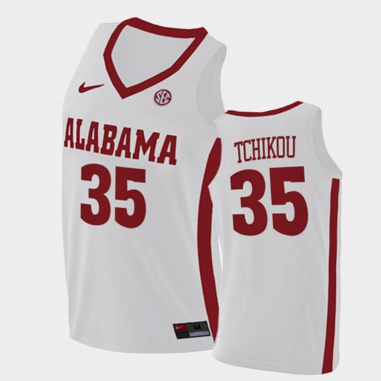 #35 Alex Tchikou Replica Alabama 2021 College Basketball Men\'s White Jersey 845659-906