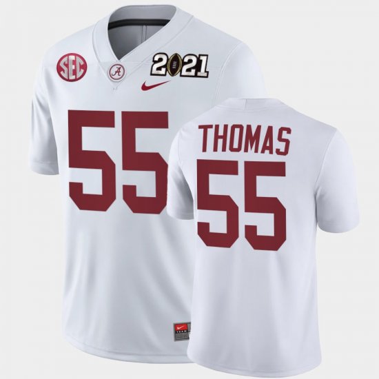 #55 Derrick Thomas 2021 National Championship Bama Playoff Game Men\'s White Jerseys 691503-848