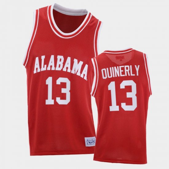 #13 Jahvon Quinerly Throwback Alabama 2021 College Basketball Men\'s Red Jersey 318656-893