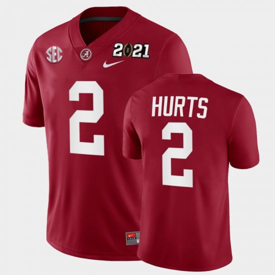 #2 Jalen Hurts 2021 National Championship Bama Playoff Game Men\'s Crimson Jerseys 404499-324