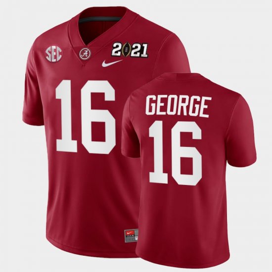 #16 Jayden George 2021 National Championship University of Alabama Playoff Game Mens Crimson Jerseys 968590-902