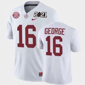 #16 Jayden George 2021 National Championship University of Alabama Playoff Game Men White Jersey 473799-227