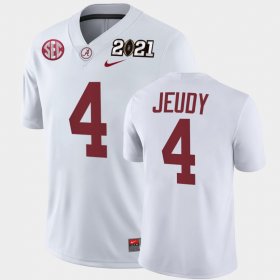 #4 Jerry Jeudy 2021 National Championship Bama Playoff Game Mens White Jersey 961055-260