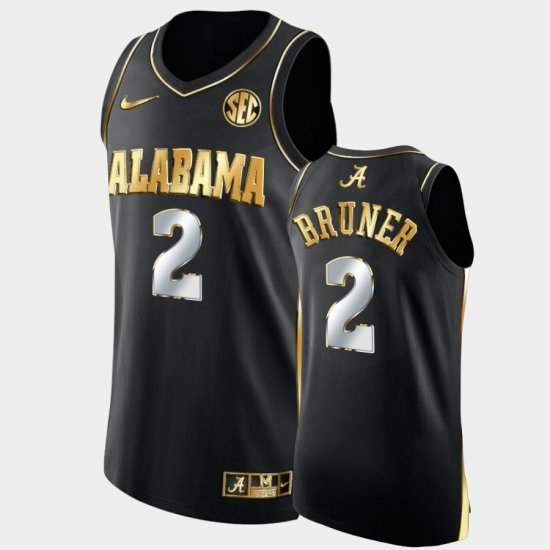 #2 Jordan Bruner College Basketball Alabama Golden Authentic Men\'s Black Jerseys 196349-591