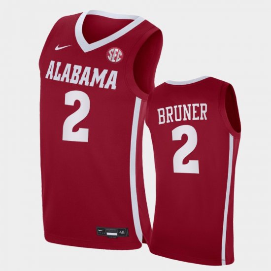 #2 Jordan Bruner Replica Bama 2021 College Basketball Men Crimson Jerseys 714397-508